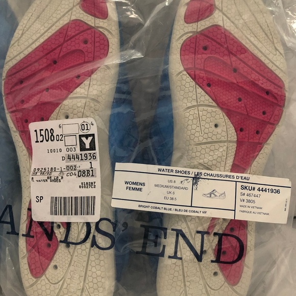 NWT Lands End sz 8 Water Shoes Blue & Pink - Picture 6 of 8